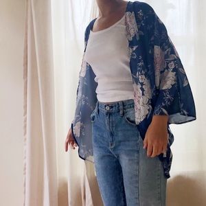 Blue flowy kimono